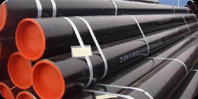 Carbon steel welded pipe with orange end caps