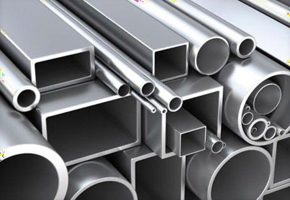 Stainless steel pipes and square tubes stacked